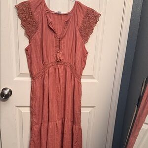 Old Navy Coral Lace Midi Dress